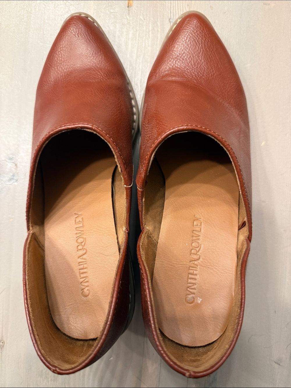 Cynthia Rowley Chestnut Brown Pointed-Toe Slip-On Heeled Boots